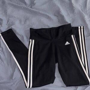 Adidas Womens Black Leggings with White Stripes